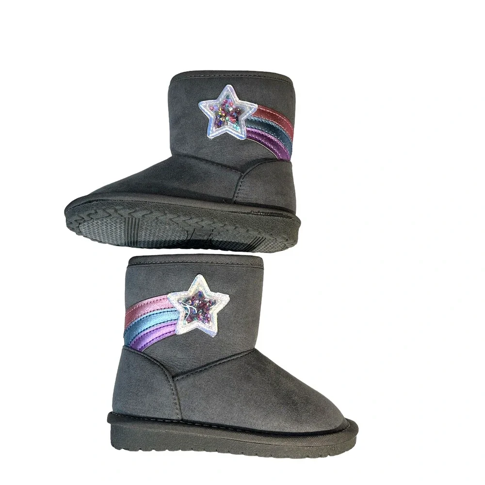 The Children’s Place Toddler Girls Shakey Star Faux Suede Boots Grey Size 5 NWT!